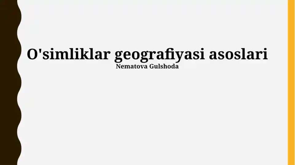 O'simliklar geografiyasi asoslari