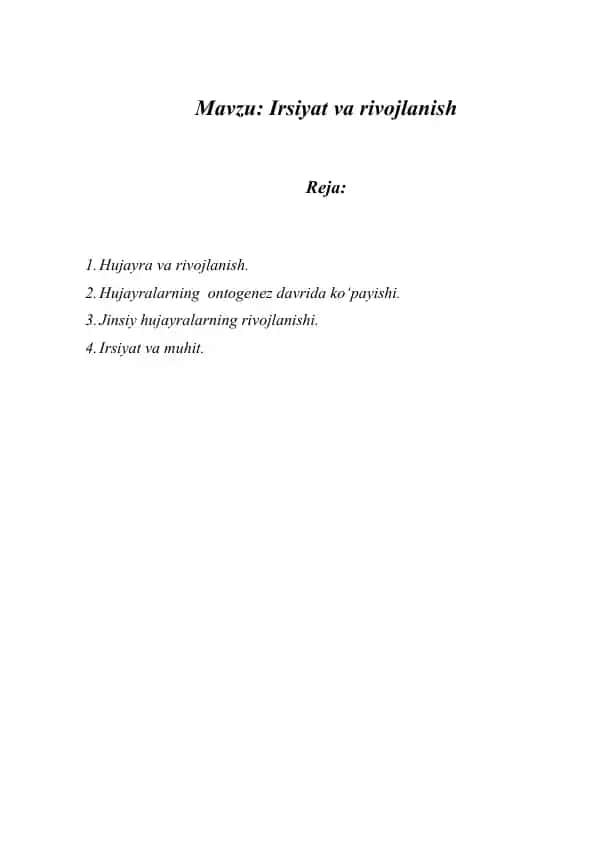 Irsiyat va rivojlanish