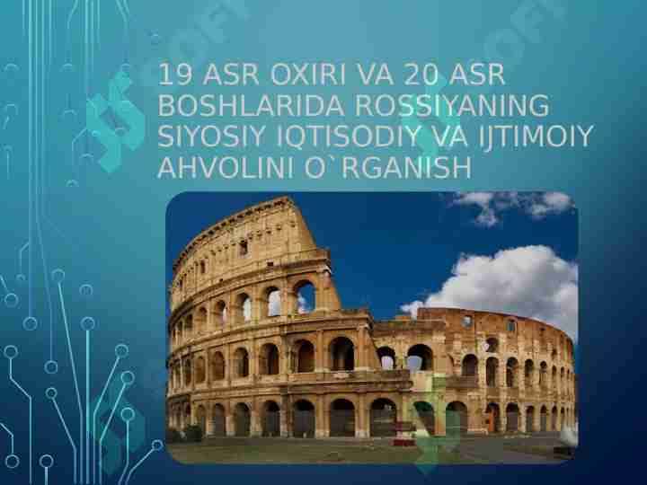 19 ASR OXIRI VA 20 ASR BOSHLARIDA ROSSIYANING SIYOSIY IQTISODIY VA IJTIMOIY AHVOLINI O`RGANISH