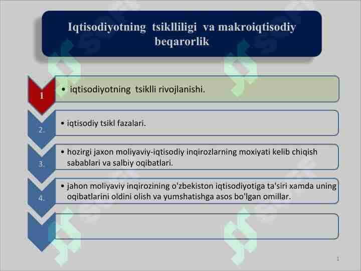 Iqtisodiyotning tsiklliligi va makroiqtisodiy beqarorlik