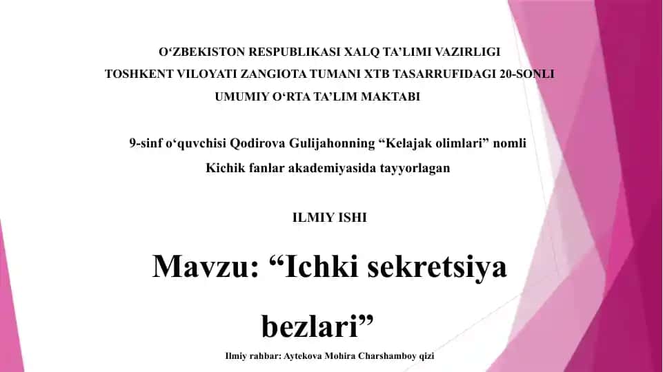 "Ichki sekretsiya bezlari"