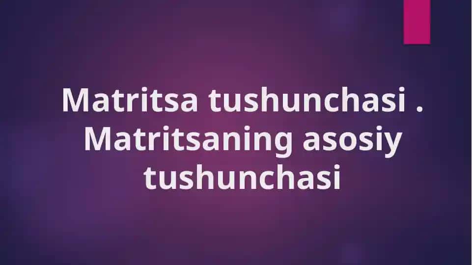 Matritsa tushunchasi