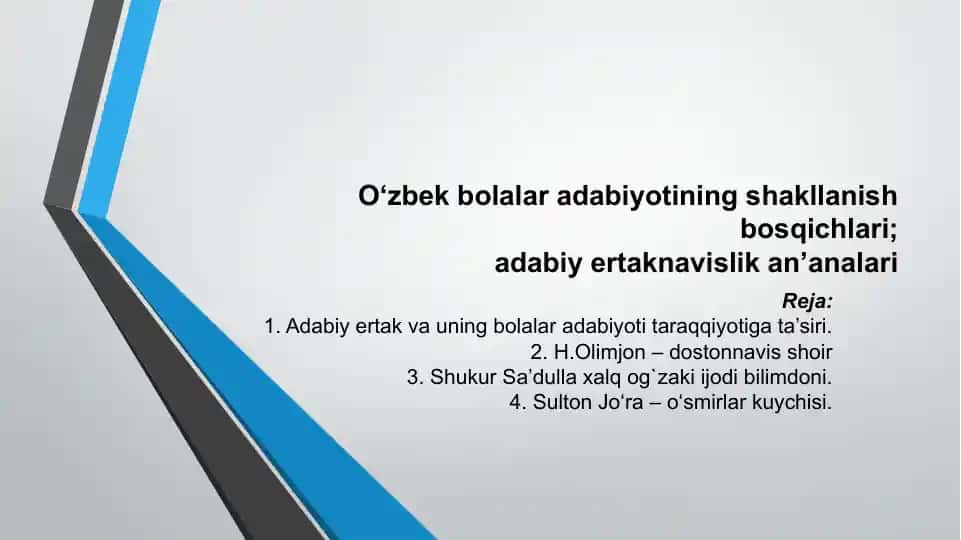 O'zbek bolalar adabiyotining shakllanish bosqichlari 20