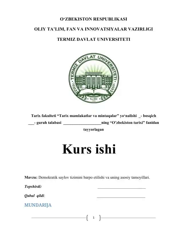 Demokratik saylov tizimini barpo etilishi va uning asosiy tamoyillari.