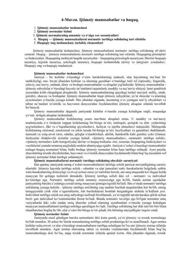 Ijtimoiy munosabatlar va huquq