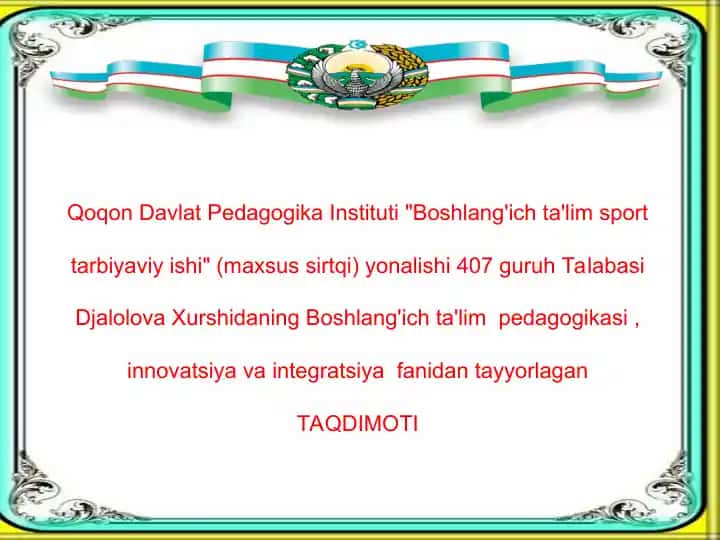 Boshlang'ich ta'lim sport tarbiyaviy ishi