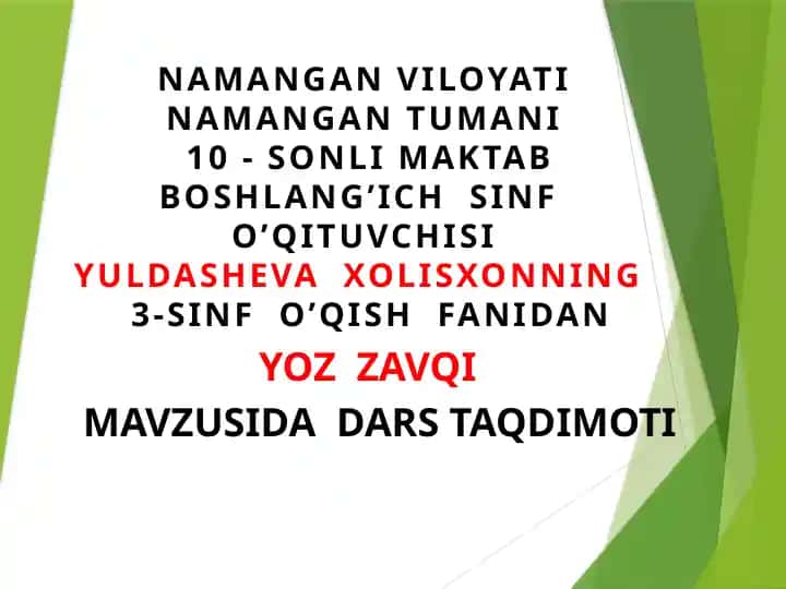 Yoz Zavqi