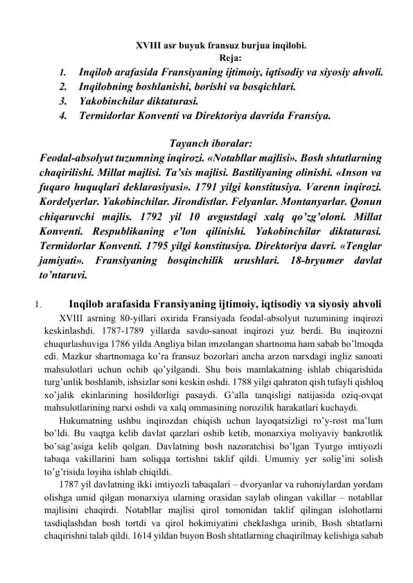 XVIII asr Fransuz inqilobi