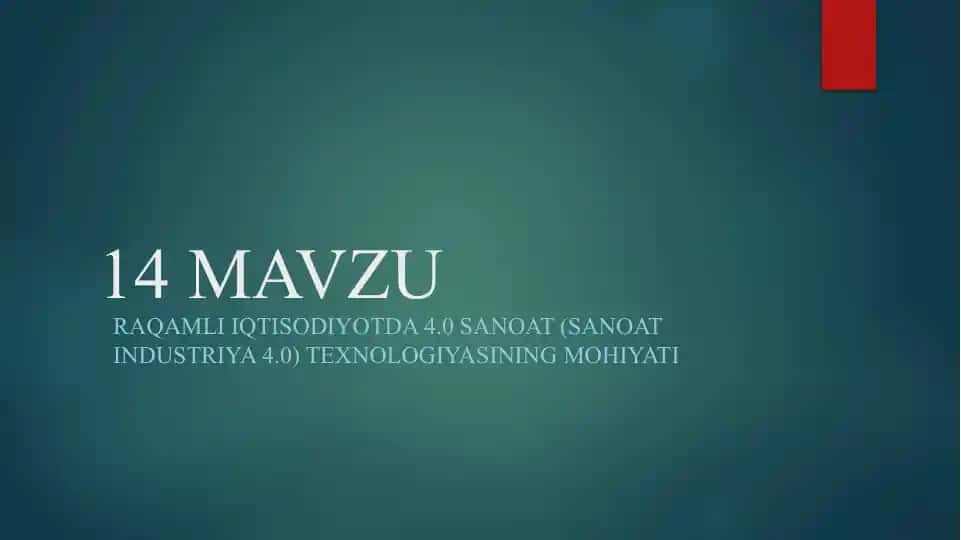 Sanoat 4.0 Texnologiyasi