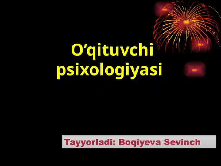 O’qituvchi psixologiyasi