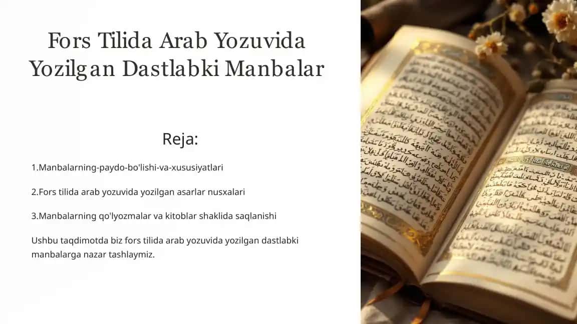 Fors Tilida Arab Yozuvida Yozilgan Dastlabki Manbalar