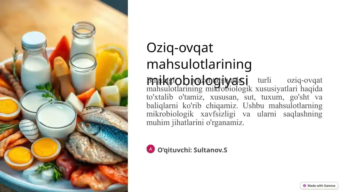 Sut va sut mahsulotlarining mikrobiologik xususiyatlari
