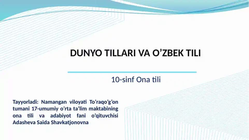 DUNYO TILLARI VA O'ZBEK TILI.O’QIB TUSHUNISH