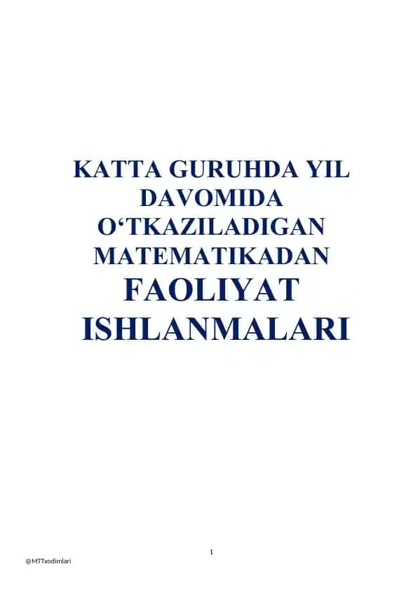 Matematika Faoliyat Ishlanmalari