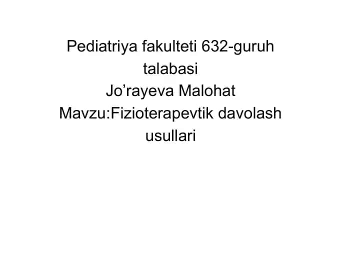 Fizioterapiya usullari