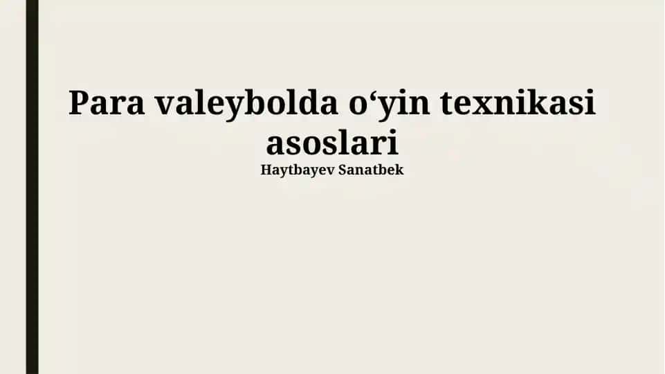 Para valeybolda oʻyin texnikasi asoslari
