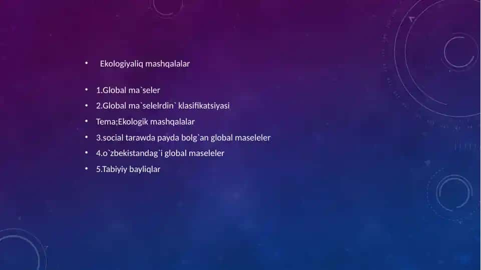 Ekologiyaliq mashqalalar