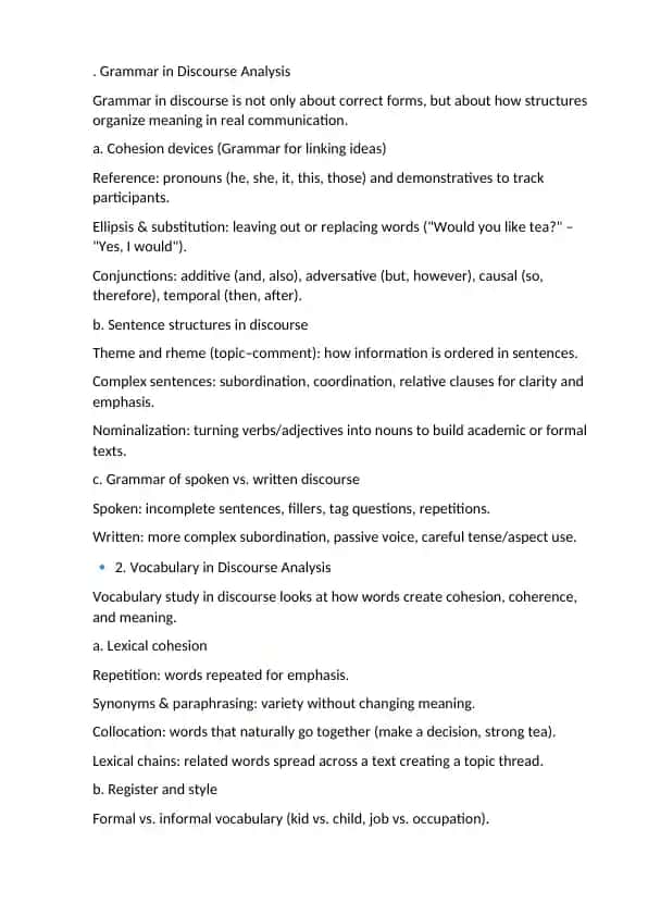 Grammar in Discourse Analysis