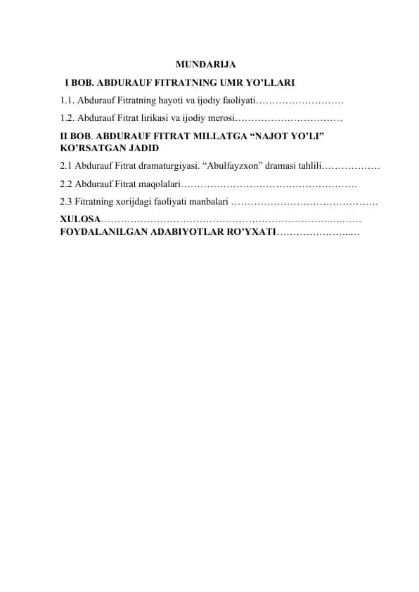 Abdurauf Fitrat haqida ma'lumotlar