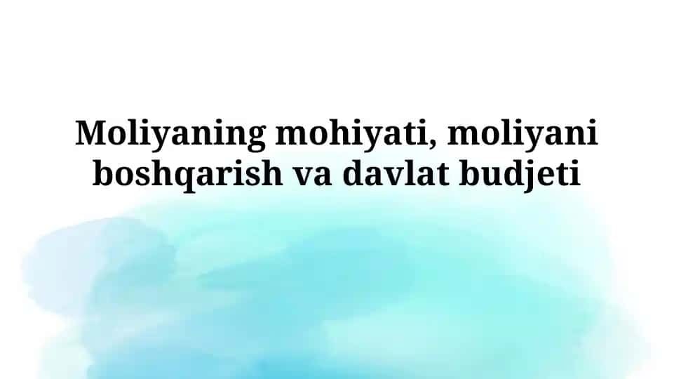 Moliyaning mohiyati