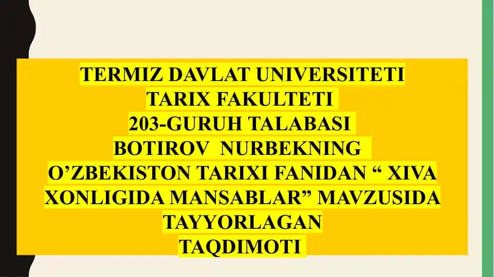 Xiva xonligida mansablar