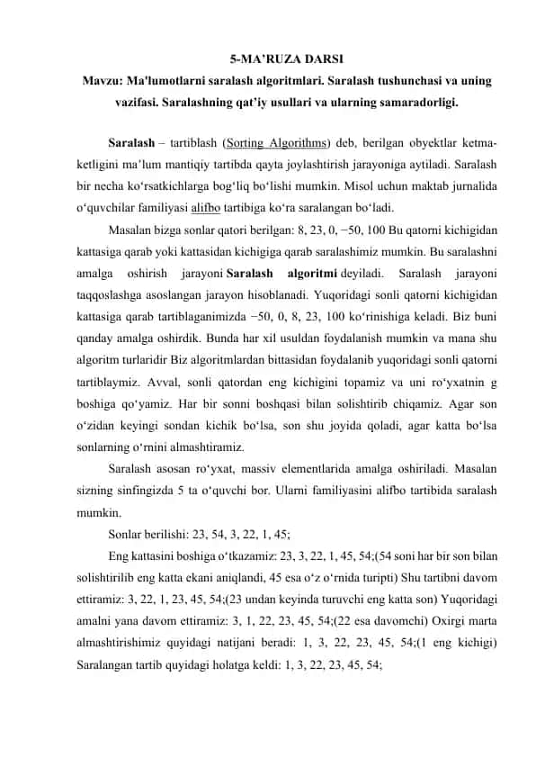 Saralash algoritmlari