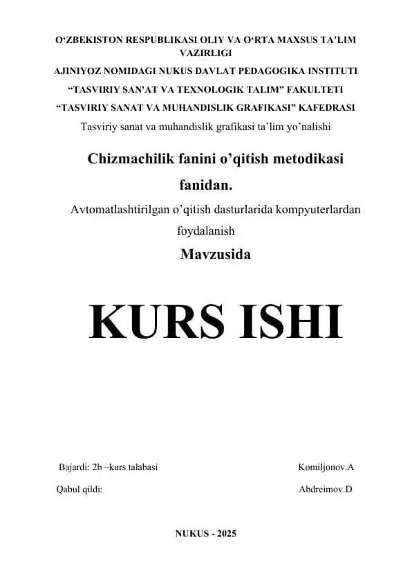 Avtomatlashtirilgan o'qitish dasturlarida kompyuterlardan foydalanish