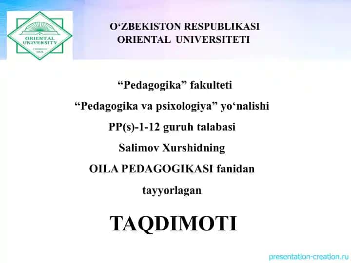 Xorijada oila pedagogikasi fanining rivojlanishi tarixi