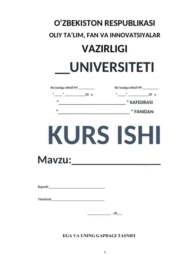 Ega va uning gapdagi tasnifi (kurs ishi)