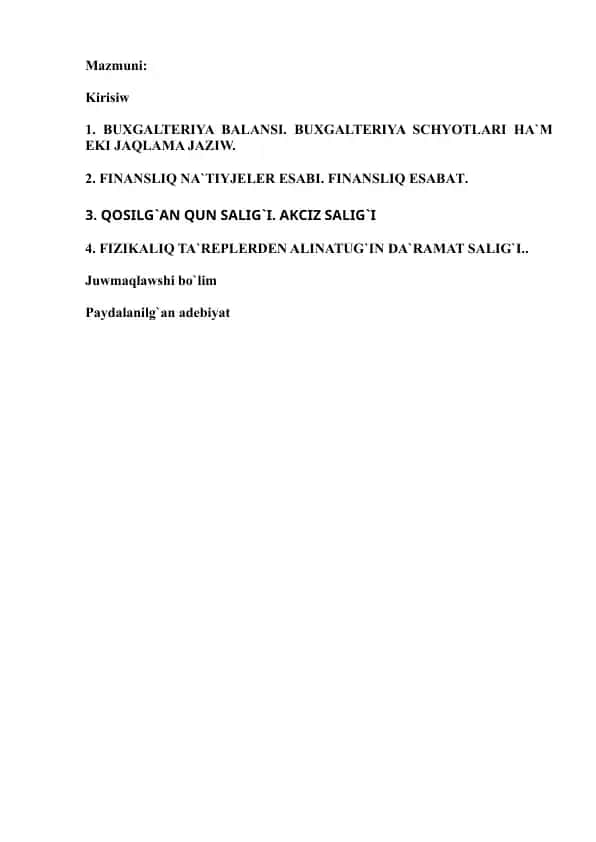 Buxgalteriya balansi va schetlari
