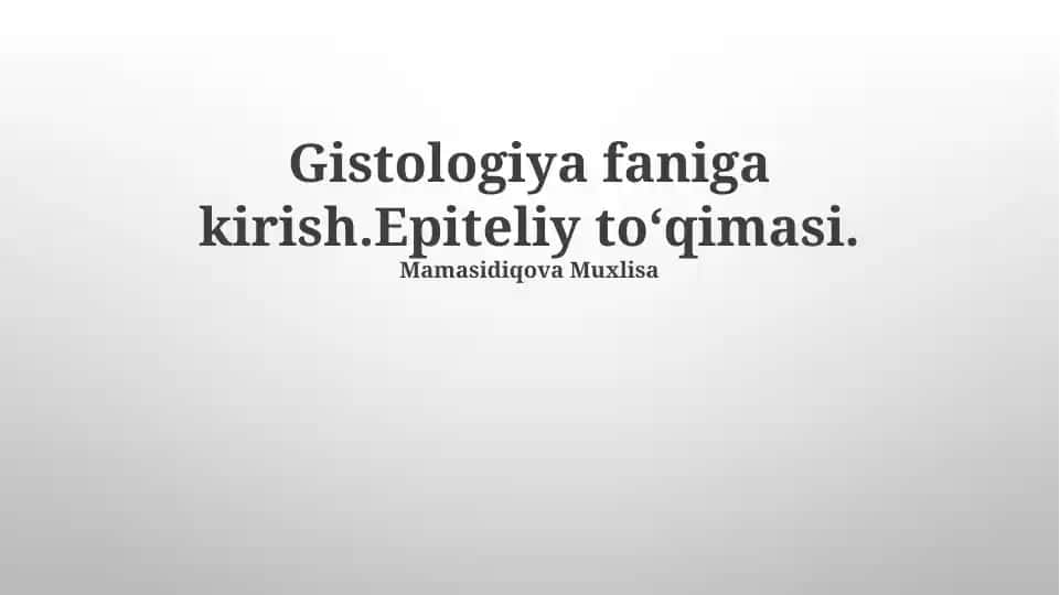 Epiteliy To'qimalari