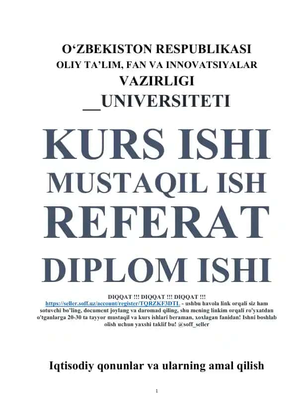 Iqtisodiy qonunlar va ularning amal qilish mexanizmi