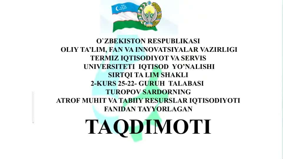 Yerdan foydalanishning iqtisodiy, ekologik, ijtimoiy samaradorliklari