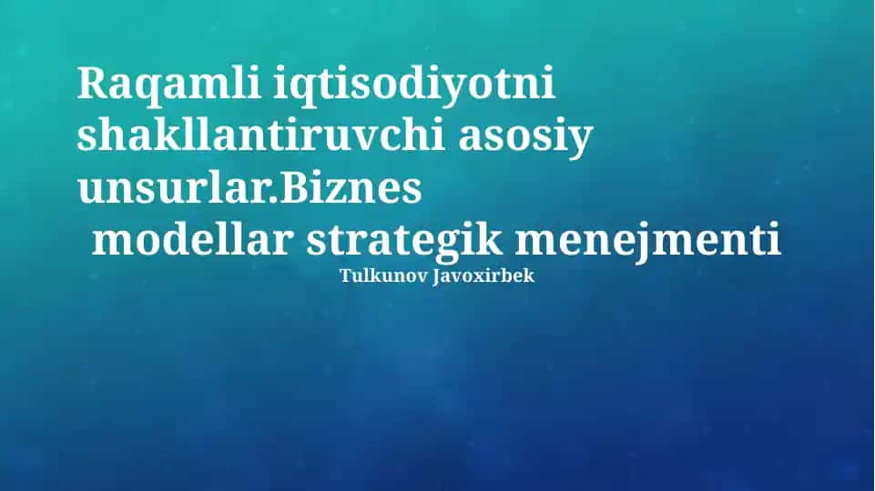 Biznes modellar strategik menejmenti