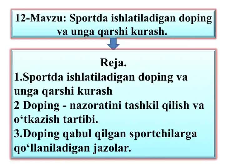 Sportda ishlatiladigan doping va unga qarshi kurash