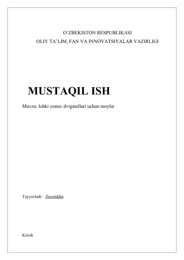 Ichki yonuv dvigatellari uchun moylar