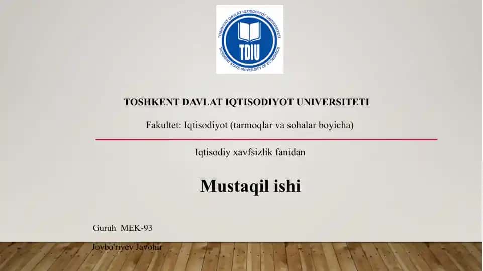 Globallashuv jarayonlarining mamlakatlari iqtisodiy xavfsizligi