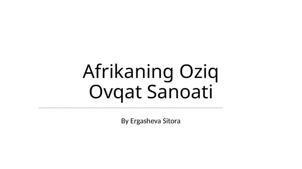 Afrikaning Oziq Ovqat Sanoati