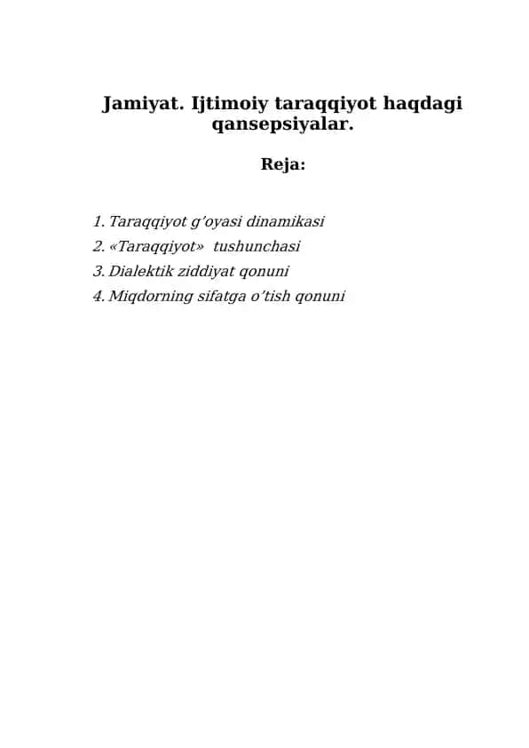 Taraqqiyot g’oyasi dinamikasi