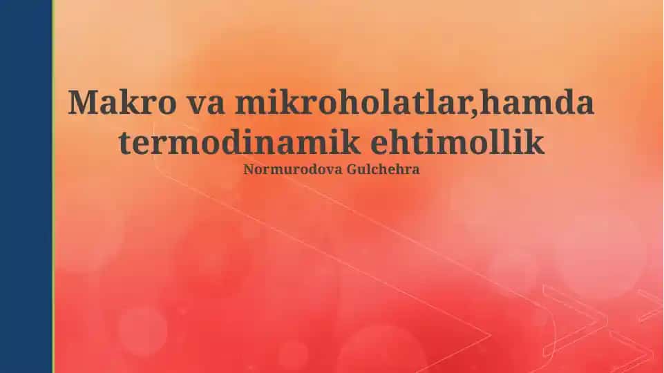 Makro va mikroholatlar, hamda termodinamik ehtimollik