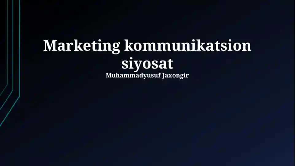 Marketing kommunikatsion siyosat