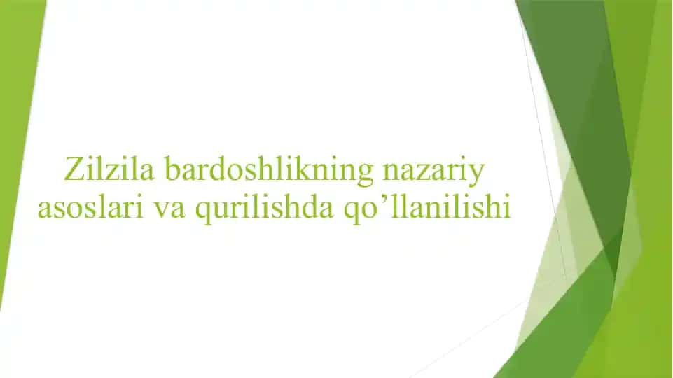 Zilzilabardoshlikning nazariyasi va qurilish dasturlari