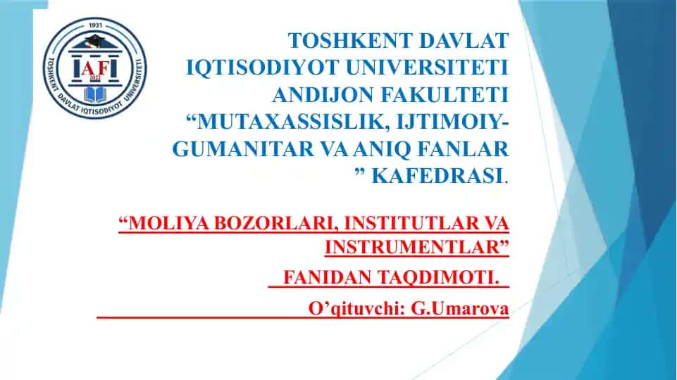 Pul bozorining iqtisodiy mohiyati, ishtirokchilari va instrumentlari tasnifi