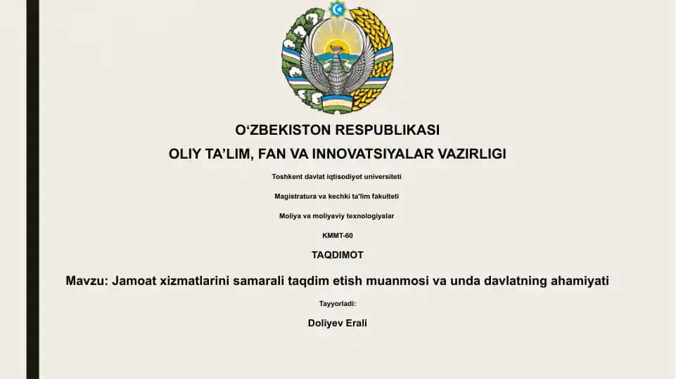 Davlat xizmatlarini samarali taqdim etish muanmosi va unda davlatning ahamiyati