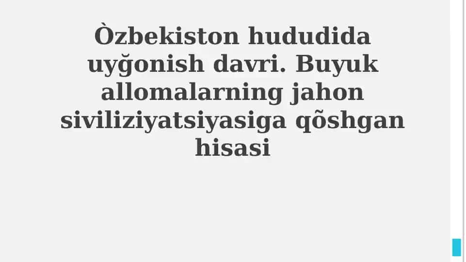 O'zbekiston Uyg'onish Davri