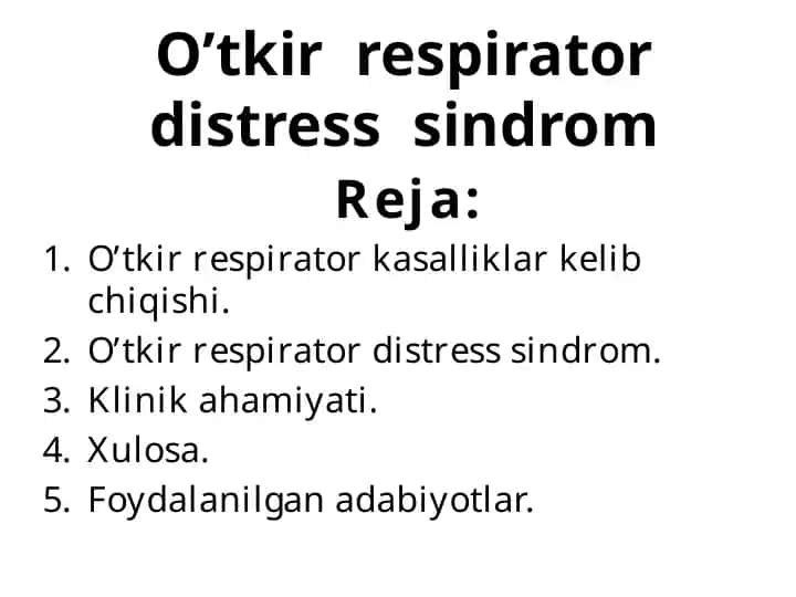 O’tkir respirator distress sindrom