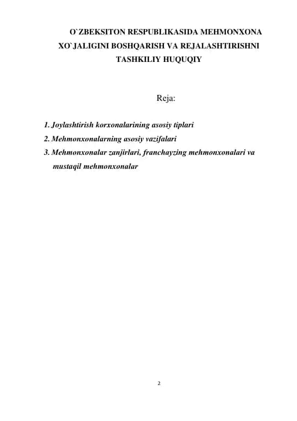 Joylashtirish korxonalarining asosiy tiplari