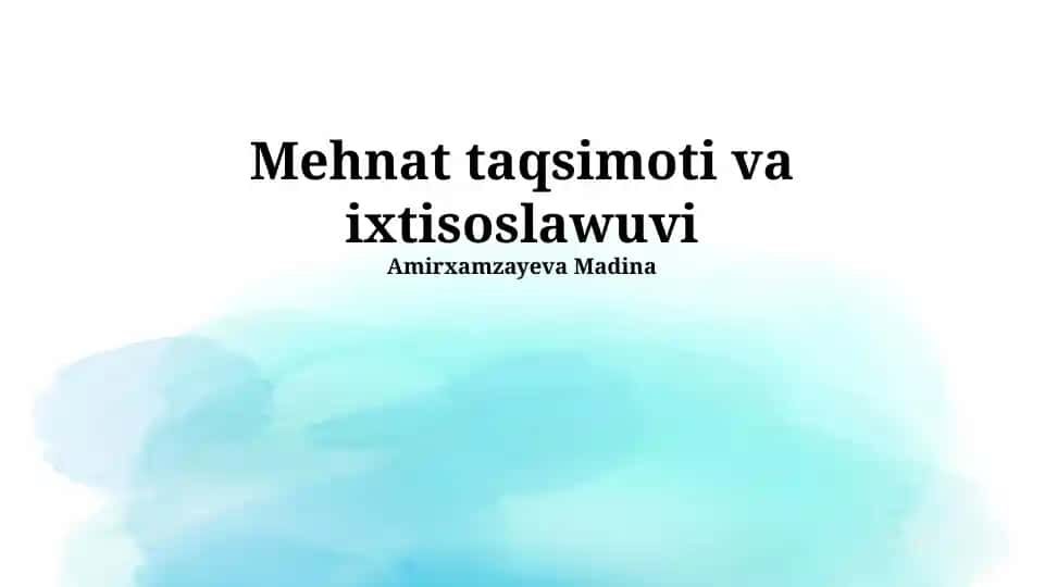Mehnat taqsimoti va ixtisoslashuv