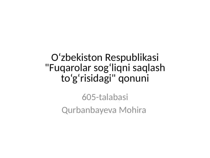 "Fuqarolar sog‘liqni saqlash to‘g‘risidagi qonun"