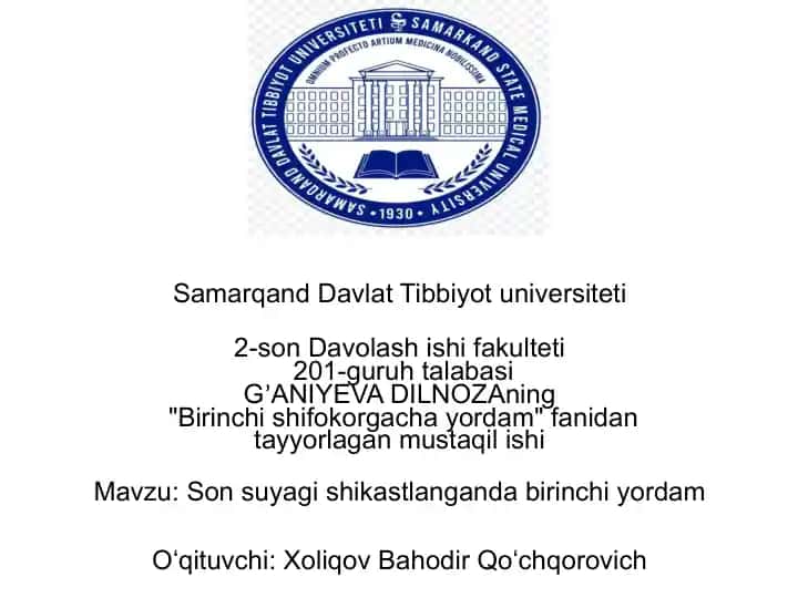"Birinchi shifo korgachay o'rdam"